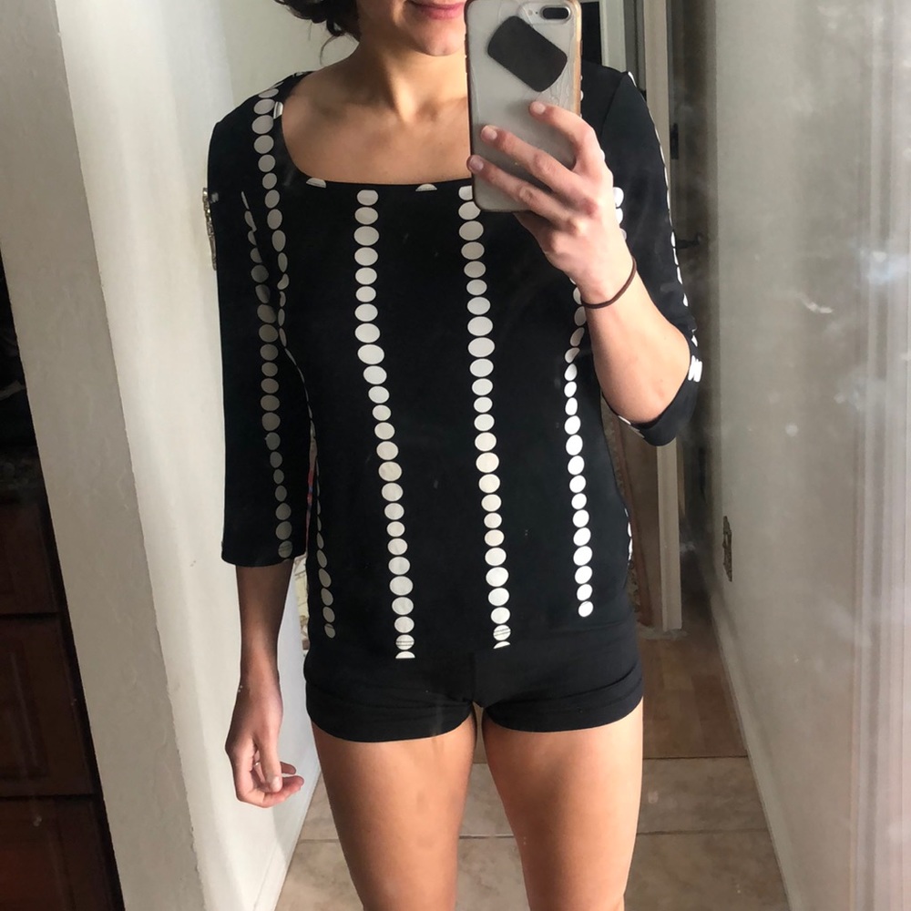 INC POLKA DOT LONG SLEEVE BLOUSE - Picture 2 of 4